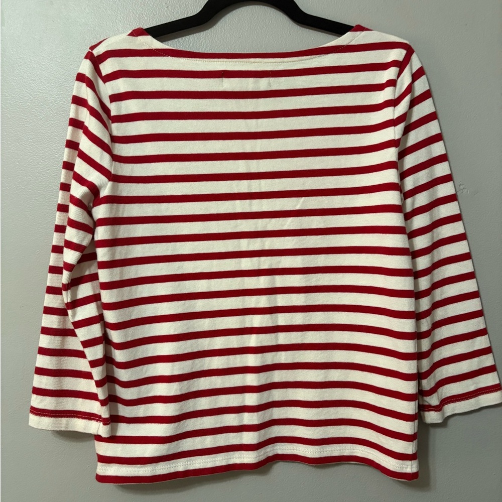 Madewell et Sezane Red and White Striped 3/4 Length Sleeve Tee - Picture 8 of 8
